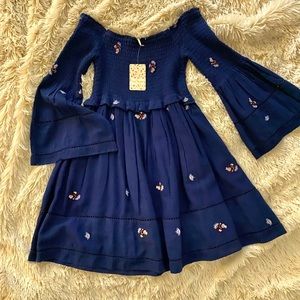 Free people Navy Blue semi-mid daisy dress